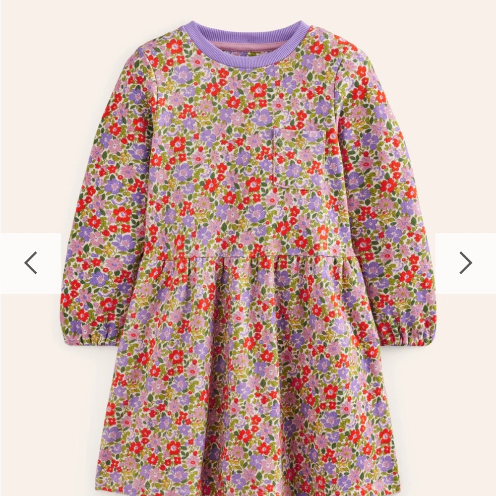 Mini Boden Loopback Purple Floral Sweatshirt Dress, Size 4-5, EUC